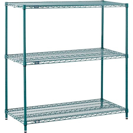 Nexel 3 Tier Wire Shelving Starter Unit, Poly-Green, 42W X 24D X 34H